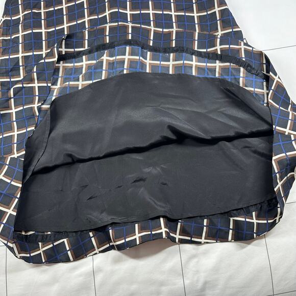 J.Crew Dress Womens 6 Black Windowpane Silk Aline Fit Flare Sleeveless Preppy - Picture 5 of 10